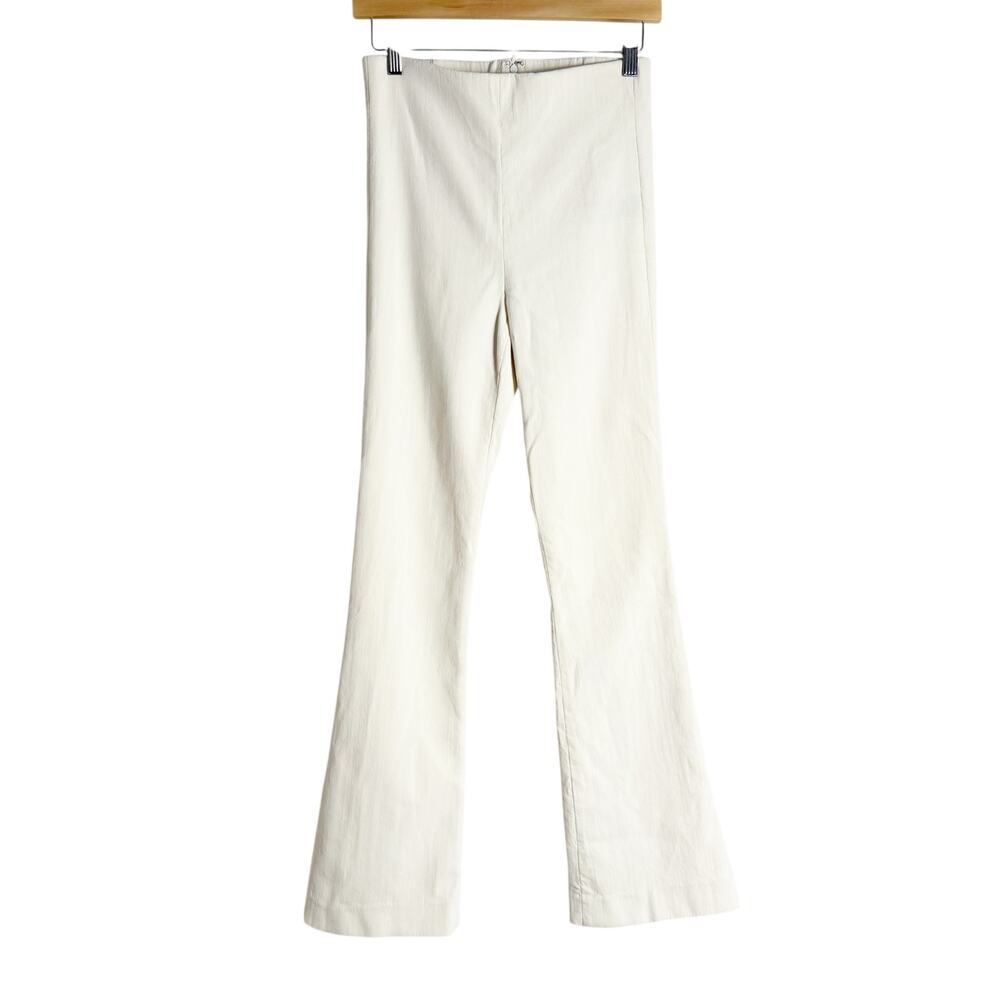 Donna Karan Ivory Wool Blend Flare Leg Flat Front High Rise Pants Size 6